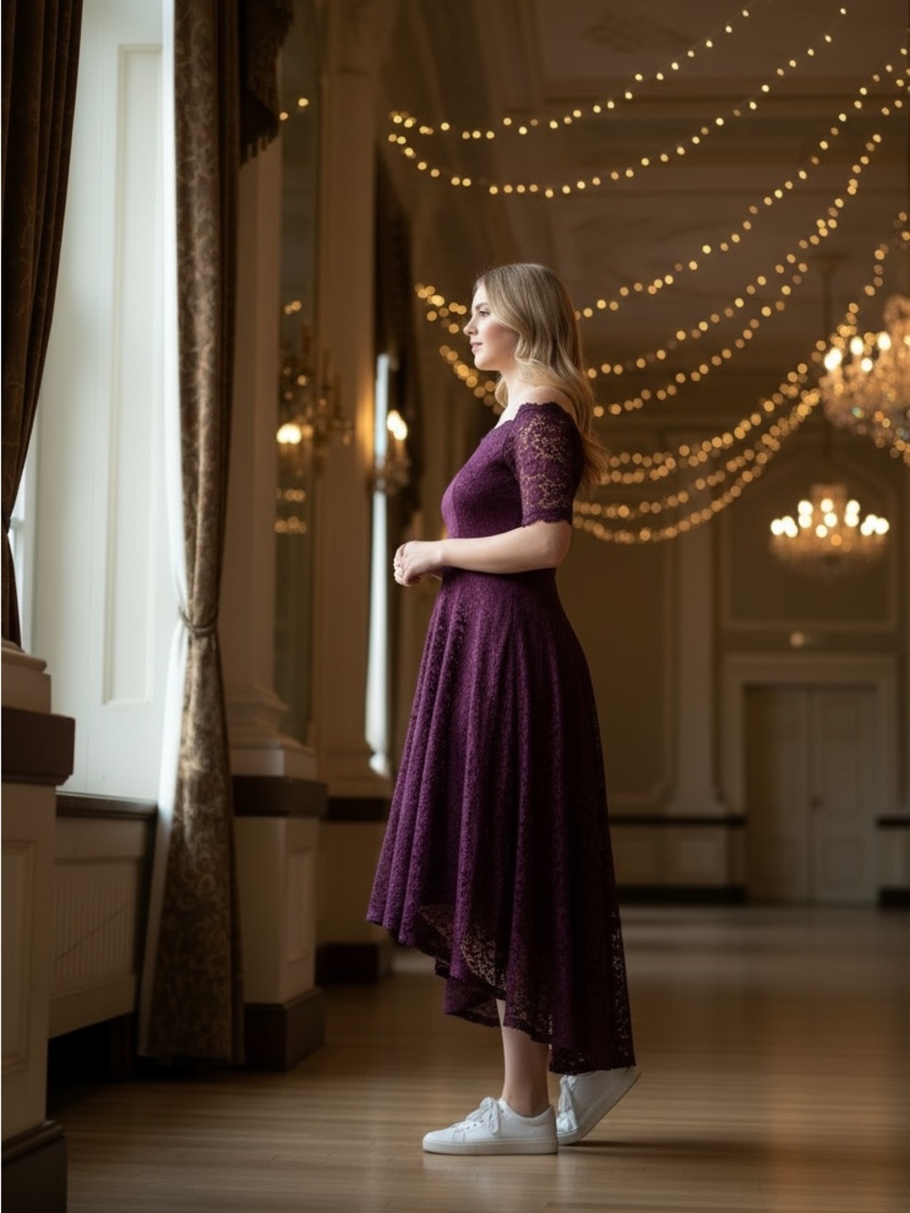Dressystar NWT Purple Hi-Low Lace Dress - Picture 3 of 12